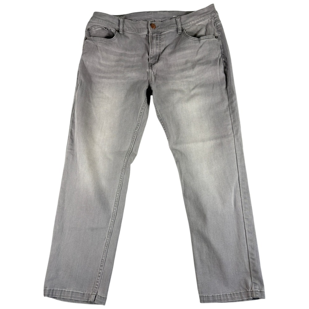 Mugsy Jeans Mens 38x30 Grey Slim Stretch Faded Durable Workwear Pants Y2K Casual